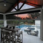 Black Exterior Solar Shades By Pool