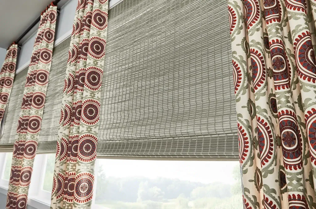 plain top drapery and natural shades