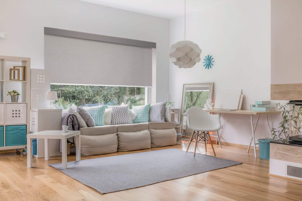Design a Sleep-Friendly Bedroom in Lafayette 2 Norman Roller Shade Living Room